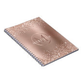 Trendy Roos Gold Glitter Metallic Monogram Notitieboek (Rechterzijde)