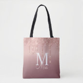 Trendy Roos Gold Glitter Monogram Persoonlijk Tot Tote Bag (Voorkant)