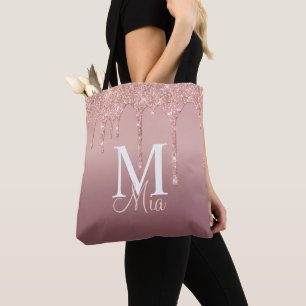Trendy Roos Gold Glitter Monogram Persoonlijk Tot Tote Bag