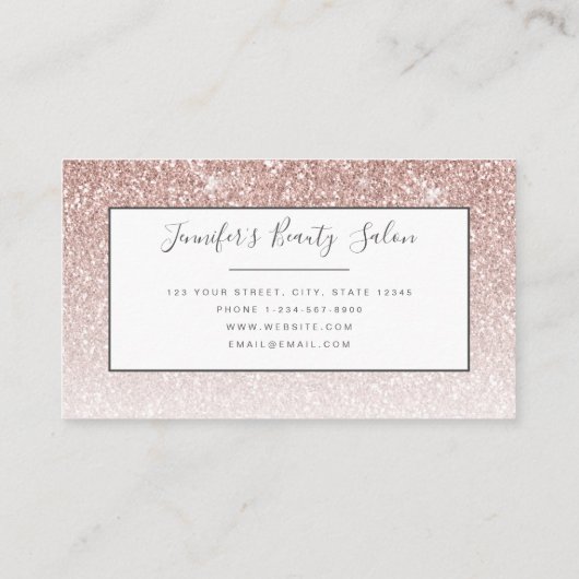 Trendy Roos Gold Glitter Nails Lashes Hair Visitekaartje (Achterkant)