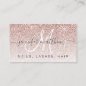 Trendy Roos Gold Glitter Nails Lashes Hair Visitekaartje (Voorkant)