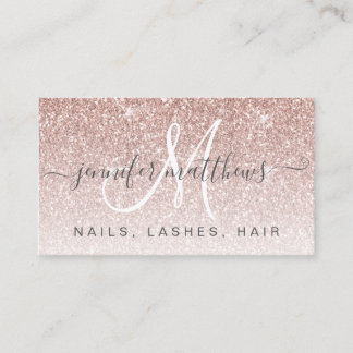 Trendy Roos Gold Glitter Nails Lashes Hair Visitekaartje