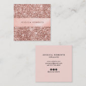 Trendy Roos Gold Glitter Pattern  Vierkante Visitekaartje (Voorkant / Achterkant)