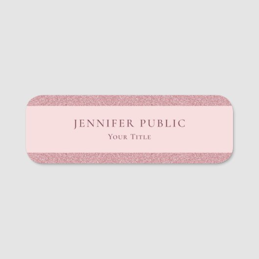 Trendy Roos Gold Glitter Professional Design Chic Naamplaatje (Voorkant)