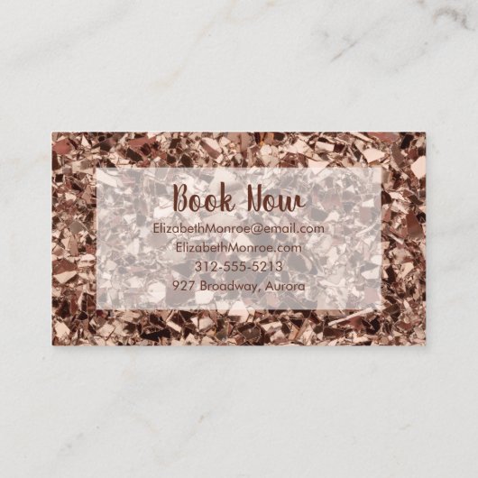 Trendy Roos Gold Glitter Salon Visitekaartje (Achterkant)