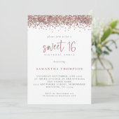 Trendy Roos Gold Glitter Sweet 16 Birthday Party Kaart (Staand voorkant)