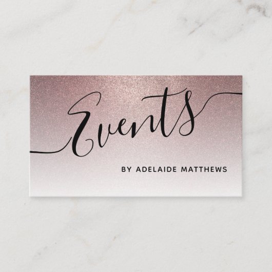 Trendy Roos Gold Glitter Wedding Event Planner Visitekaartje (Voorkant)