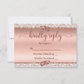 Trendy Roos Gold Glitter Wedding RSVP Kaartje (Voorkant)