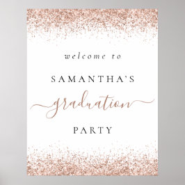 Trendy Roos Gold Glitter Welcome Graduparty Poster
