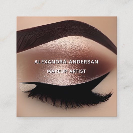 Trendy Roos Gold Glitter Wimper Make-up Artiest Vierkante Visitekaartje (Voorkant)