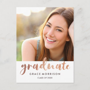 Trendy Roos Gold Graduation Party Foto Uitnodiging Briefkaart