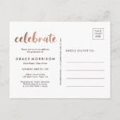 Trendy Roos Gold Graduation Party Foto Uitnodiging Briefkaart (Achterkant)