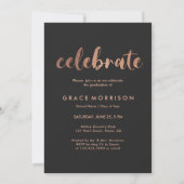 Trendy Roos Gold Graduation Party Photo Invitation Kaart (Achterkant)
