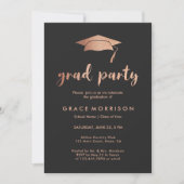 Trendy Roos Gold Graduation Party Photo Invitation Kaart (Voorkant)