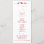 Trendy Roos Gold Lijst Floral Wedding Programme Programmakaart (Achterkant)