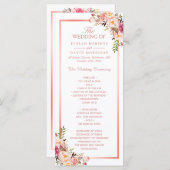 Trendy Roos Gold Lijst Floral Wedding Programme Programmakaart (Voorkant / Achterkant)