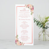 Trendy Roos Gold Lijst Floral Wedding Programme Programmakaart (Staand voorkant)