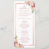 Trendy Roos Gold Lijst Floral Wedding Programme Programmakaart (Voorkant)