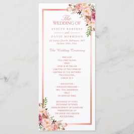 Trendy Roos Gold Lijst Floral Wedding Programme Programmakaart