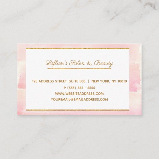 Trendy Roos Gold Makeup Artist Hair Salon Visitekaartje (Achterkant)