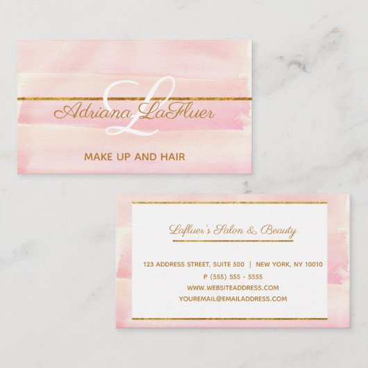 Trendy Roos Gold Makeup Artist Hair Salon Visitekaartje (Voorkant / Achterkant)