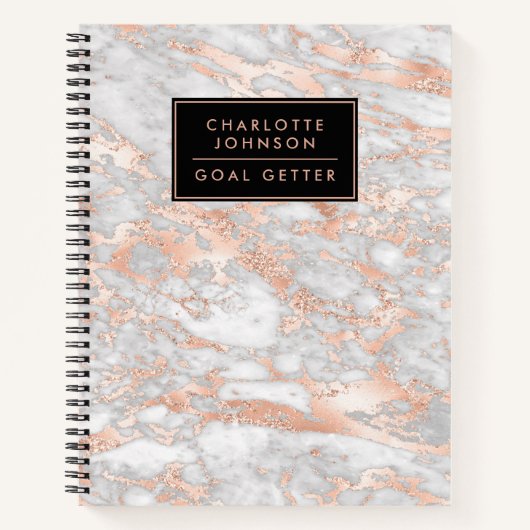 Trendy Roos Gold Marble Goal Getter Journal Notitieboek (Voorkant)