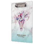 Trendy Roos-gold Marble Ombre & Boho Skull Klembord (Links)