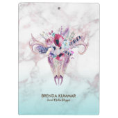 Trendy Roos-gold Marble Ombre & Boho Skull Klembord (Achterkant)