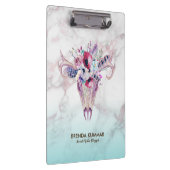 Trendy Roos-gold Marble Ombre & Boho Skull Klembord (Rechts)