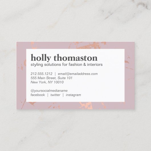 Trendy Roos Gold Marble Pattern op Blush Designer Visitekaartje (Achterkant)