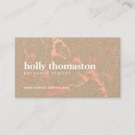 Trendy Roos Gold Marble Pattern op Kraft Visitekaartje