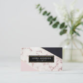 Trendy Roos Gold, marmer en zwarte Abstracte lijne Visitekaartje (Staand voorkant)