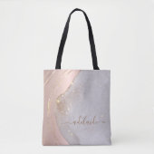 Trendy roos gold monogram handtekeningsscriptnaam tote bag (Voorkant)