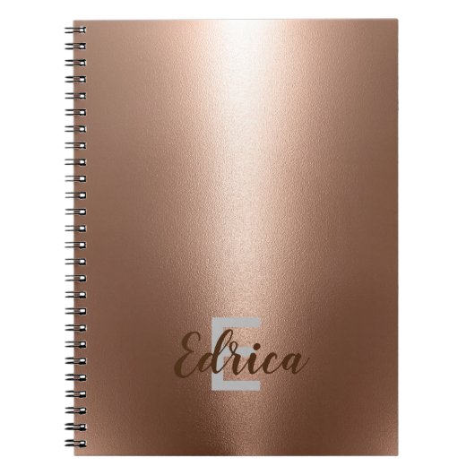 Trendy Roos Gold Monogram Notitieboek (Voorkant)