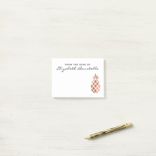 Trendy Roos Gold Pineapple - Aangepast Post-it® Notes (Op bureau)