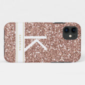 Trendy Roos Gold Pink Glitter Modern Monogram Naam Case-Mate iPhone Case (Achterkant (horizontaal))