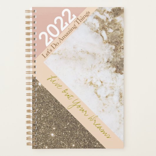  Trendy Roos Gold Pink Marble Planner (Voorkant)