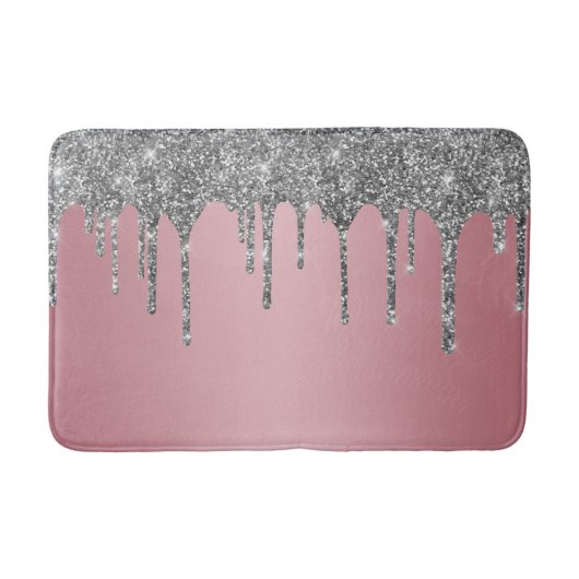 Trendy Roos Gold Pink Silver Glitter Drift Sparkle Badmat (Voorkant)