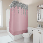 Trendy Roos Gold Pink Silver Glitter Drift Sparkle Douchegordijn (In situ)
