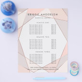 Trendy Roos Gold Pink & Taupe Pricing & Services Flyer (Enkel)