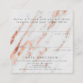 Trendy Roos Gold Silver Marble Reference Client Vierkante Visitekaartje (Achterkant)