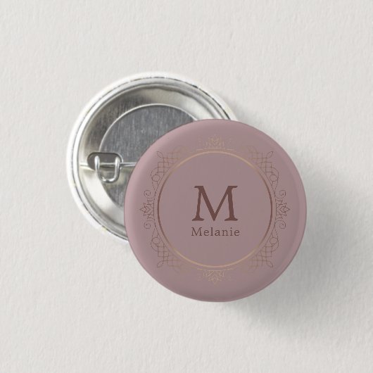 Trendy Roos Gold Sjabloon Monogram Elegant Ronde Button 3,2 Cm (Voorkant /achterkant)