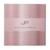 Trendy Roos Gold Sjabloon Monogram Modern Tegeltje (Voorkant)