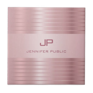 Trendy Roos Gold Sjabloon Monogram Modern Tegeltje