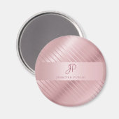 Trendy Roos Gold Sjabloon Monogrammed Moderne Magneet (Voorkant / Achterkant)