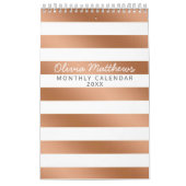 Trendy Roos Gold Stripes Jaarlijkse Maandplanner Kalender (Hoes)