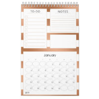 Trendy Roos Gold Stripes Jaarlijkse Maandplanner