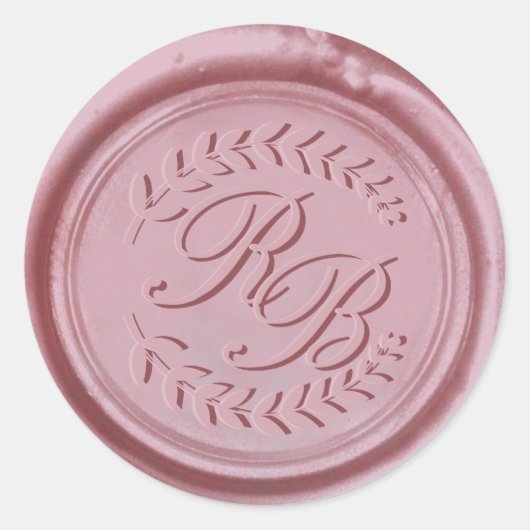 Trendy Roos Gold Wax Seal Monogram Bruiloft Ronde Sticker (Voorkant)