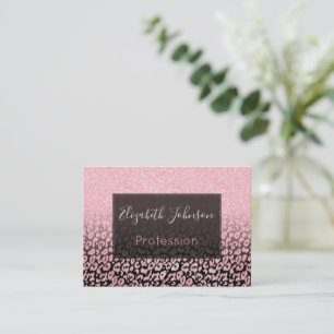 Trendy Roos-Gold zwarte Glitter Ombre Leopard Prin Visitekaartje