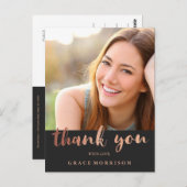 Trendy Roos Goud Afstuderen Foto Dank u Briefkaart (Voorkant / Achterkant)